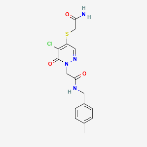 2-(4-((2-amino-2-oxoethyl)thio)-5-chloro-6-oxopyridazin-1(6H)-yl)-N-(4-methylbenzyl)acetamide