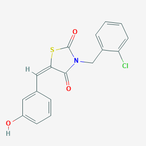 molecular formula C17H12ClNO3S B300605 (5E)-3-(2-chlorobenzyl)-5-(3-hydroxybenzylidene)-1,3-thiazolidine-2,4-dione 