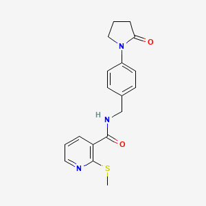 molecular formula C18H19N3O2S B3006055 2-(methylsulfanyl)-N-{[4-(2-oxopyrrolidin-1-yl)phenyl]methyl}pyridine-3-carboxamide CAS No. 1197648-23-9