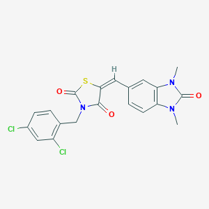 molecular formula C20H15Cl2N3O3S B300606 3-(2,4-dichlorobenzyl)-5-[(1,3-dimethyl-2-oxo-2,3-dihydro-1H-benzimidazol-5-yl)methylene]-1,3-thiazolidine-2,4-dione 