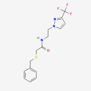 2-(benzylthio)-N-(2-(3-(trifluoromethyl)-1H-pyrazol-1-yl)ethyl)acetamide