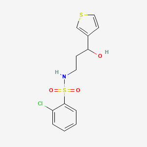2-chloro-N-(3-hydroxy-3-(thiophen-3-yl)propyl)benzenesulfonamide