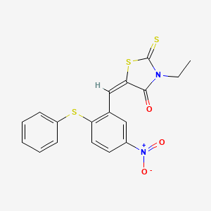 (5E)-3-ethyl-5-[(5-nitro-2-phenylsulfanylphenyl)methylidene]-2-sulfanylidene-1,3-thiazolidin-4-one
