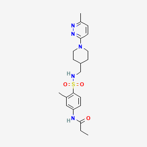 molecular formula C21H29N5O3S B3006086 N-(3-甲基-4-(N-((1-(6-甲基吡哒嗪-3-基)哌啶-4-基)甲基)磺酰胺)苯基)丙酰胺 CAS No. 1797123-89-7