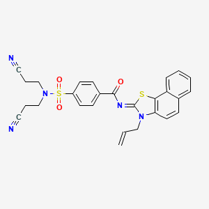 molecular formula C27H23N5O3S2 B3006090 4-[双(2-氰乙基)氨磺酰基]-N-(3-丙-2-烯基苯并[g][1,3]苯并噻唑-2-亚基)苯甲酰胺 CAS No. 868376-35-6