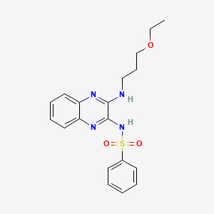 molecular formula C19H22N4O3S B3006097 N-{3-[(3-ethoxypropyl)amino]quinoxalin-2-yl}benzenesulfonamide CAS No. 881563-73-1