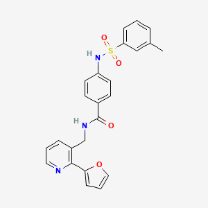 molecular formula C24H21N3O4S B3006100 N-((2-(呋喃-2-基)吡啶-3-基)甲基)-4-(3-甲苯磺酰胺基)苯甲酰胺 CAS No. 2034344-73-3