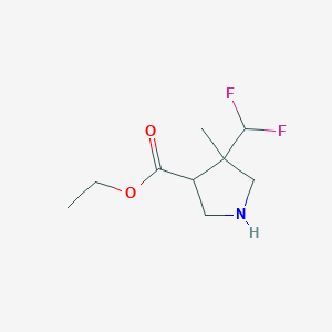 molecular formula C9H15F2NO2 B3006103 4-(二氟甲基)-4-甲基吡咯烷-3-甲酸乙酯 CAS No. 2162445-18-1