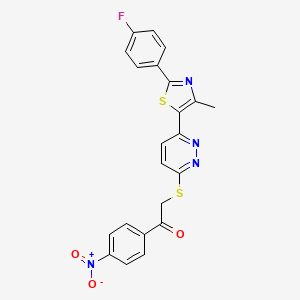 2-((6-(2-(4-Fluorophenyl)-4-methylthiazol-5-yl)pyridazin-3-yl)thio)-1-(4-nitrophenyl)ethanone