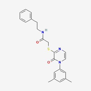 2-((4-(3,5-dimethylphenyl)-3-oxo-3,4-dihydropyrazin-2-yl)thio)-N-phenethylacetamide