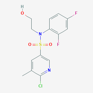 molecular formula C14H13ClF2N2O3S B3006116 6-chloro-N-(2,4-difluorophenyl)-N-(2-hydroxyethyl)-5-methylpyridine-3-sulfonamide CAS No. 1427934-50-6