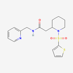 molecular formula C17H21N3O3S2 B3006119 N-(吡啶-2-基甲基)-2-(1-(噻吩-2-基磺酰基)哌啶-2-基)乙酰胺 CAS No. 1105222-69-2