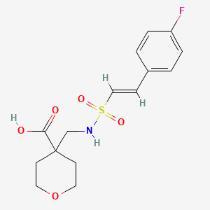 4-[[[(E)-2-(4-Fluorophenyl)ethenyl]sulfonylamino]methyl]oxane-4-carboxylic acid