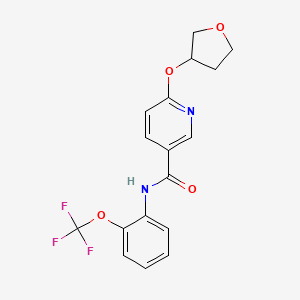 molecular formula C17H15F3N2O4 B3006128 6-((tetrahydrofuran-3-yl)oxy)-N-(2-(trifluoromethoxy)phenyl)nicotinamide CAS No. 2034236-71-8