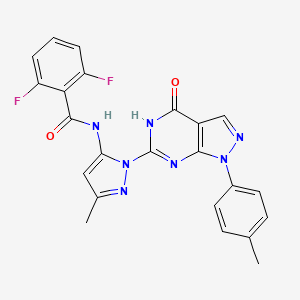 molecular formula C23H17F2N7O2 B3006131 2,6-二氟-N-(3-甲基-1-(4-氧代-1-(对甲苯基)-4,5-二氢-1H-吡唑并[3,4-d]嘧啶-6-基)-1H-吡唑-5-基)苯甲酰胺 CAS No. 1170211-75-2