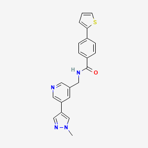N-((5-(1-methyl-1H-pyrazol-4-yl)pyridin-3-yl)methyl)-4-(thiophen-2-yl)benzamide