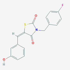 molecular formula C17H12FNO3S B300614 3-(4-Fluorobenzyl)-5-(3-hydroxybenzylidene)-1,3-thiazolidine-2,4-dione 