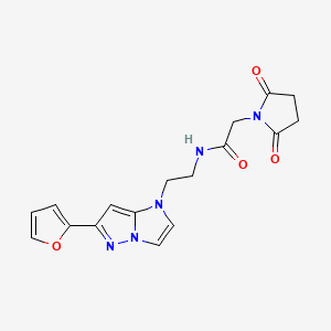 molecular formula C17H17N5O4 B3006147 2-(2,5-dioxopyrrolidin-1-yl)-N-(2-(6-(furan-2-yl)-1H-imidazo[1,2-b]pyrazol-1-yl)ethyl)acetamide CAS No. 1798513-05-9