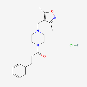 1-(4-((3,5-Dimethylisoxazol-4-yl)methyl)piperazin-1-yl)-3-phenylpropan-1-one hydrochloride