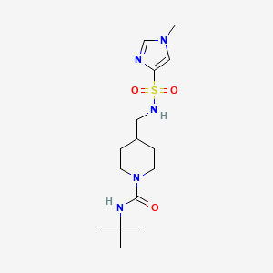 molecular formula C15H27N5O3S B3006171 N-(tert-butyl)-4-((1-methyl-1H-imidazole-4-sulfonamido)methyl)piperidine-1-carboxamide CAS No. 1428360-01-3