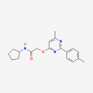 molecular formula C19H23N3O2 B3006173 N-cyclopentyl-2-((6-methyl-2-(p-tolyl)pyrimidin-4-yl)oxy)acetamide CAS No. 1031957-42-2