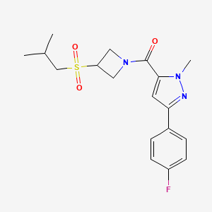 molecular formula C18H22FN3O3S B3006176 (3-(4-fluorophenyl)-1-methyl-1H-pyrazol-5-yl)(3-(isobutylsulfonyl)azetidin-1-yl)methanone CAS No. 1797632-46-2