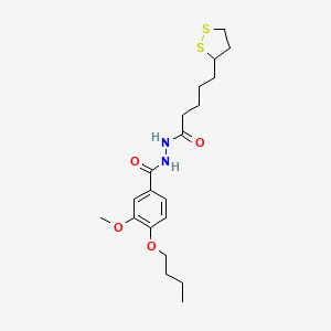 molecular formula C20H30N2O4S2 B3006197 4-丁氧基-N'-[5-(二硫杂环丙烷-3-基)戊酰基]-3-甲氧基苯甲酰肼 CAS No. 1036170-20-3