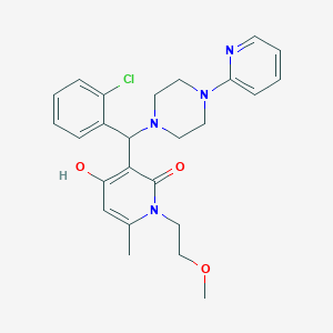 molecular formula C25H29ClN4O3 B3006199 3-((2-chlorophenyl)(4-(pyridin-2-yl)piperazin-1-yl)methyl)-4-hydroxy-1-(2-methoxyethyl)-6-methylpyridin-2(1H)-one CAS No. 897735-03-4