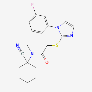 molecular formula C19H21FN4OS B3006203 N-(1-cyanocyclohexyl)-2-{[1-(3-fluorophenyl)-1H-imidazol-2-yl]sulfanyl}-N-methylacetamide CAS No. 1280964-68-2