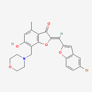 molecular formula C23H20BrNO5 B3006204 (2Z)-2-[(5-bromo-1-benzofuran-2-yl)methylidene]-6-hydroxy-4-methyl-7-(morpholin-4-ylmethyl)-1-benzofuran-3(2H)-one CAS No. 929963-94-0