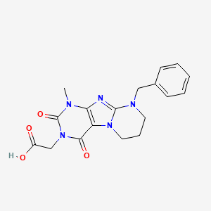 molecular formula C18H19N5O4 B3006214 2-(9-benzyl-1-methyl-2,4-dioxo-7,8-dihydro-6H-purino[7,8-a]pyrimidin-3-yl)acetic acid CAS No. 878423-55-3