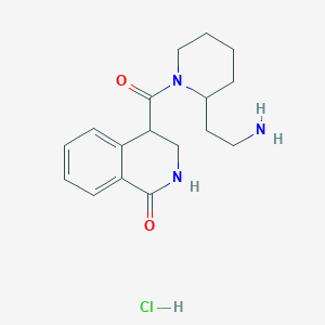 molecular formula C17H24ClN3O2 B3006215 4-[2-(2-Aminoethyl)piperidine-1-carbonyl]-3,4-dihydro-2H-isoquinolin-1-one;hydrochloride CAS No. 2418726-87-9