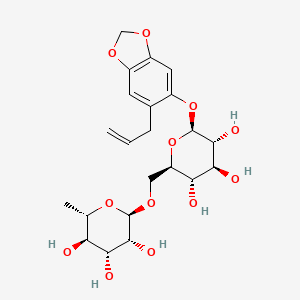 molecular formula C22H30O12 B3006238 (2S,3R,4R,5R,6R)-2-methyl-6-[[(2R,3S,4S,5R,6S)-3,4,5-trihydroxy-6-[(6-prop-2-enyl-1,3-benzodioxol-5-yl)oxy]oxan-2-yl]methoxy]oxane-3,4,5-triol CAS No. 145630-98-4