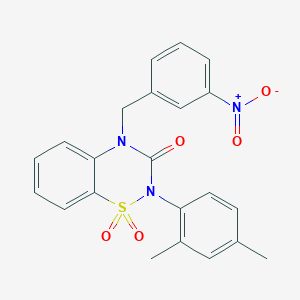 molecular formula C22H19N3O5S B3006248 2-(2,4-dimethylphenyl)-4-(3-nitrobenzyl)-2H-1,2,4-benzothiadiazin-3(4H)-one 1,1-dioxide CAS No. 932968-37-1