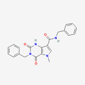 molecular formula C22H20N4O3 B3006253 N,3-dibenzyl-5-methyl-2,4-dioxo-2,3,4,5-tetrahydro-1H-pyrrolo[3,2-d]pyrimidine-7-carboxamide CAS No. 921807-66-1