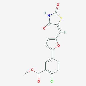 molecular formula C16H10ClNO5S B300627 methyl 2-chloro-5-{5-[(E)-(2,4-dioxo-1,3-thiazolidin-5-ylidene)methyl]furan-2-yl}benzoate 