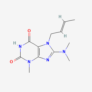 molecular formula C12H17N5O2 B3006275 (E)-7-(but-2-en-1-yl)-8-(dimethylamino)-3-methyl-1H-purine-2,6(3H,7H)-dione CAS No. 303973-90-2