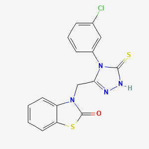 molecular formula C16H11ClN4OS2 B3006277 3-((4-(3-chlorophenyl)-5-mercapto-4H-1,2,4-triazol-3-yl)methyl)benzo[d]thiazol-2(3H)-one CAS No. 887206-02-2