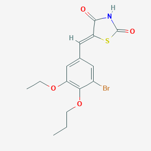 molecular formula C15H16BrNO4S B300628 (5Z)-5-(3-bromo-5-ethoxy-4-propoxybenzylidene)-1,3-thiazolidine-2,4-dione 