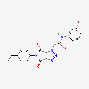 molecular formula C20H18FN5O3 B3006300 2-[5-(4-ethylphenyl)-4,6-dioxo-4,5,6,6a-tetrahydropyrrolo[3,4-d][1,2,3]triazol-1(3aH)-yl]-N-(3-fluorophenyl)acetamide CAS No. 1008068-66-3