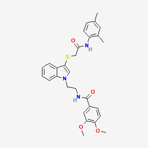 molecular formula C29H31N3O4S B3006301 N-(2-(3-((2-((2,4-dimethylphenyl)amino)-2-oxoethyl)thio)-1H-indol-1-yl)ethyl)-3,4-dimethoxybenzamide CAS No. 497073-44-6
