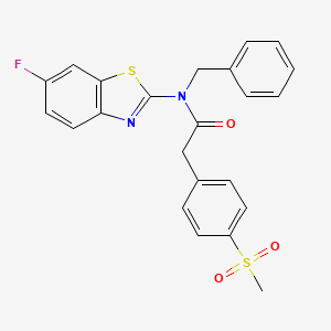 molecular formula C23H19FN2O3S2 B3006312 N-benzyl-N-(6-fluorobenzo[d]thiazol-2-yl)-2-(4-(methylsulfonyl)phenyl)acetamide CAS No. 941884-18-0