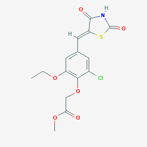 molecular formula C15H14ClNO6S B300633 methyl {2-chloro-4-[(Z)-(2,4-dioxo-1,3-thiazolidin-5-ylidene)methyl]-6-ethoxyphenoxy}acetate 