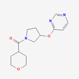 molecular formula C14H19N3O3 B3006330 (3-(pyrimidin-4-yloxy)pyrrolidin-1-yl)(tetrahydro-2H-pyran-4-yl)methanone CAS No. 2034327-96-1