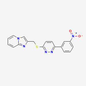 molecular formula C18H13N5O2S B3006338 2-(((6-(3-Nitrophenyl)pyridazin-3-yl)thio)methyl)imidazo[1,2-a]pyridine CAS No. 1208628-18-5