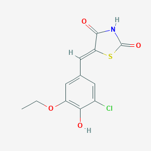 molecular formula C12H10ClNO4S B300634 (5Z)-5-(3-chloro-5-ethoxy-4-hydroxybenzylidene)-1,3-thiazolidine-2,4-dione 