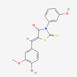 molecular formula C17H13NO4S2 B3006345 (Z)-5-(4-hydroxy-3-methoxybenzylidene)-3-(3-hydroxyphenyl)-2-thioxothiazolidin-4-one CAS No. 258347-54-5
