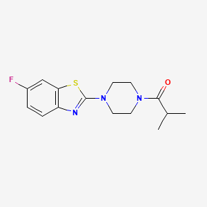 molecular formula C15H18FN3OS B3006349 6-Fluoro-2-(4-isobutyrylpiperazin-1-yl)-1,3-benzothiazole CAS No. 897473-15-3