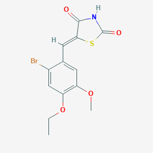 molecular formula C13H12BrNO4S B300635 (5Z)-5-(2-bromo-4-ethoxy-5-methoxybenzylidene)-1,3-thiazolidine-2,4-dione 