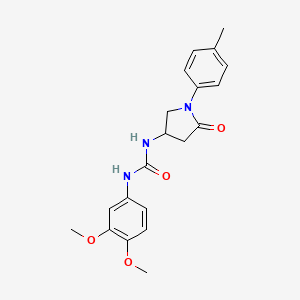 molecular formula C20H23N3O4 B3006350 1-(3,4-二甲氧基苯基)-3-(5-氧代-1-(对甲苯基)吡咯烷-3-基)脲 CAS No. 894021-40-0